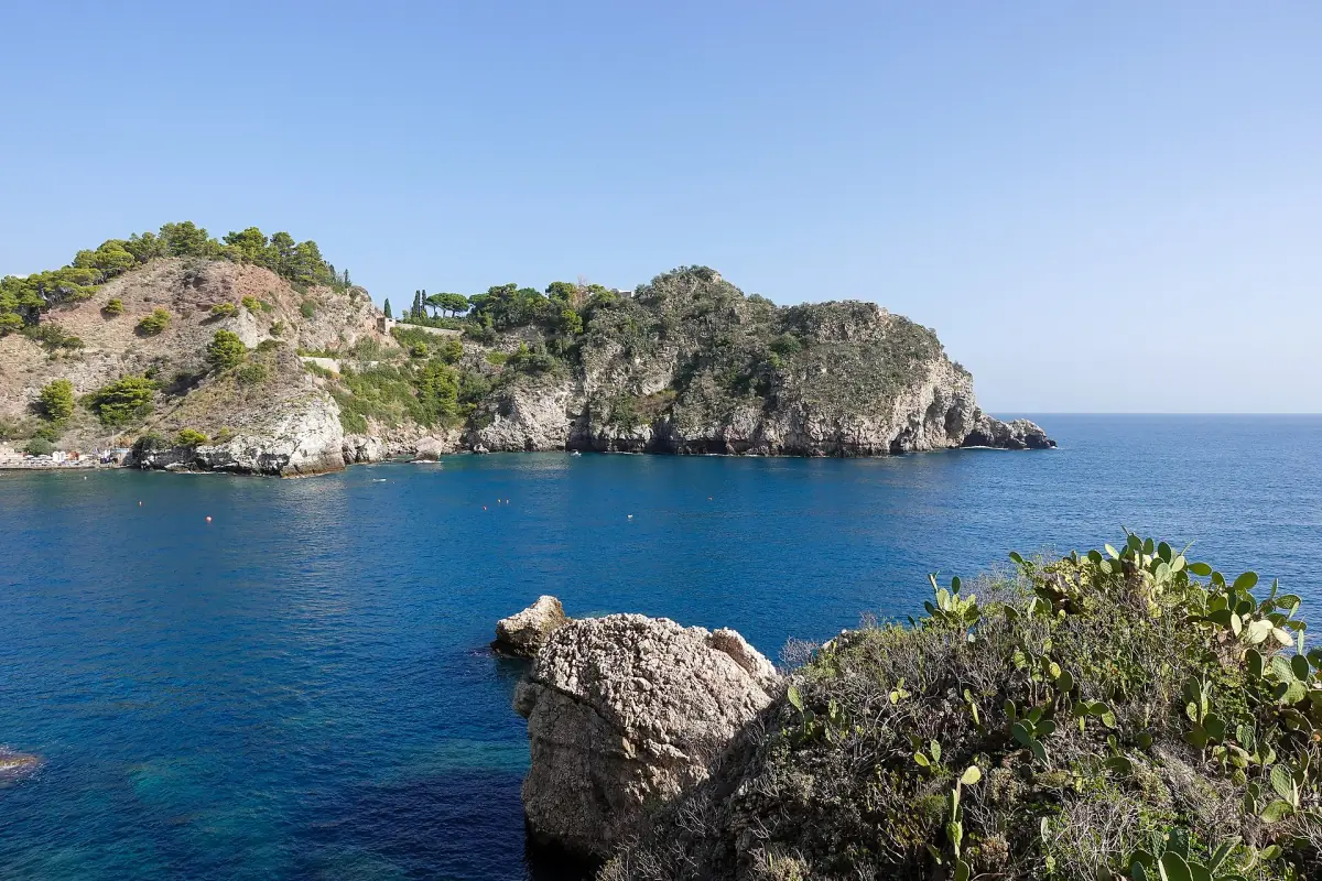 Isola Bella seen from the rocks on the shore