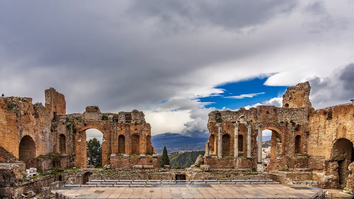 The stage building of the ancient theatre in Taormina